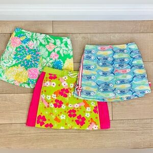 LILLY PULITZER BLUE AND GREEN PATTERNED SKIRT SET